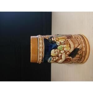 Vintage Ceramic Beer Stein with Detailed Relief Design